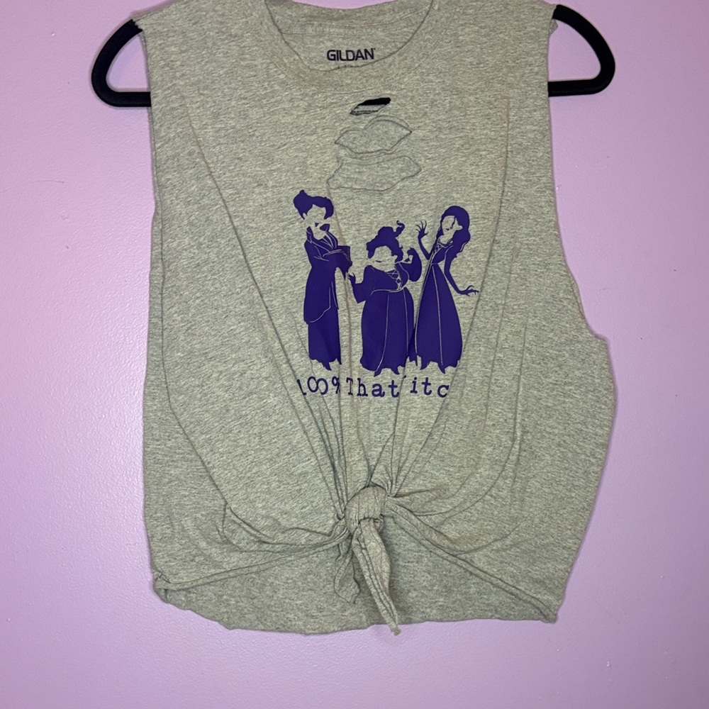 Gildan Heather Gray Tank with Purple Design